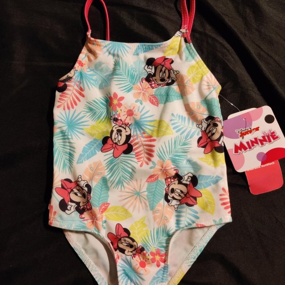 Disney Junior Minnie Mouse Infants 1 piece Tropical Swim Suit 12 mos NWT - Picture 1 of 2